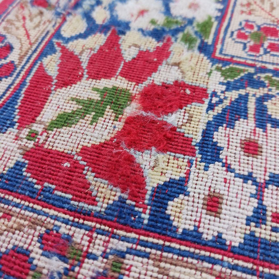 Y3347 中国シルク絨毯 シルク100% 手織り240段 85×68㎝