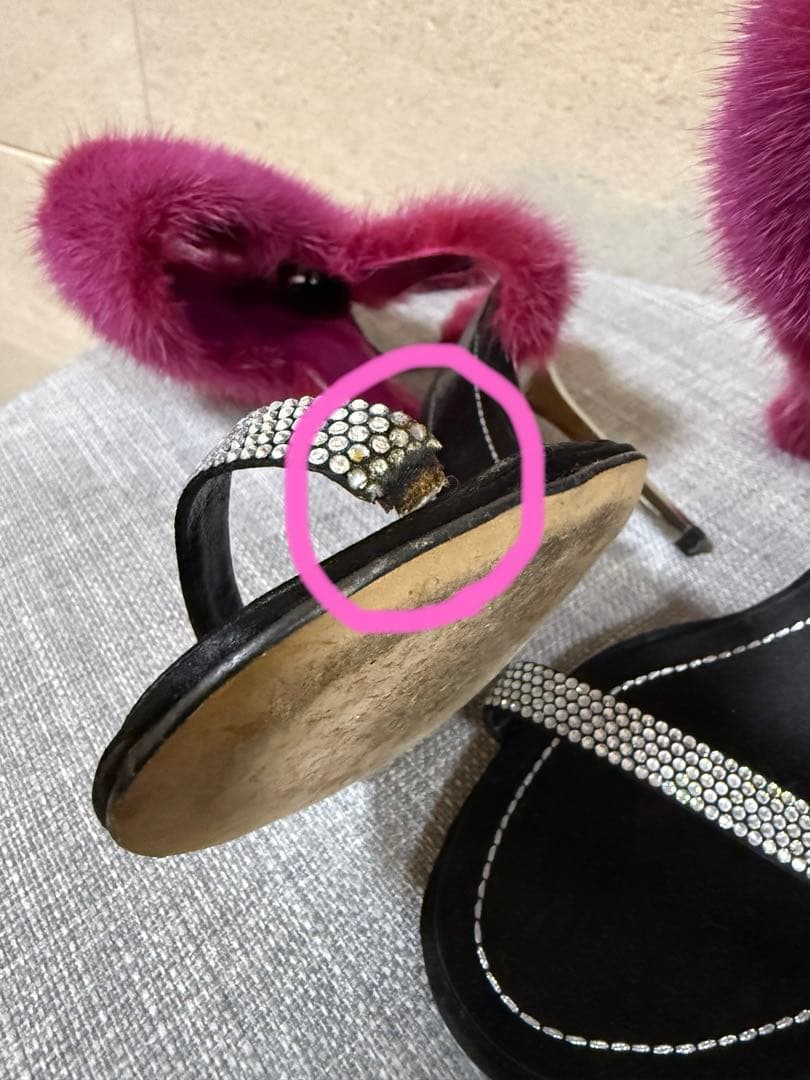 Rene Caovillaパープル ファー サンダル訳あり