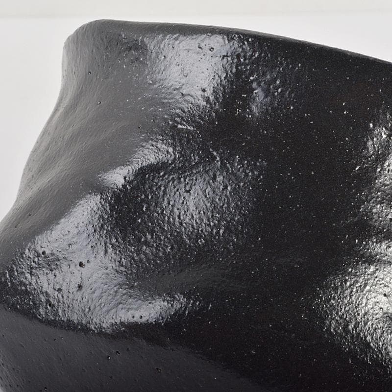 加藤唐九郎（一無斎）作　黒茶碗　銘「黎明」　仕覆付　共布　極め箱　D　R6974