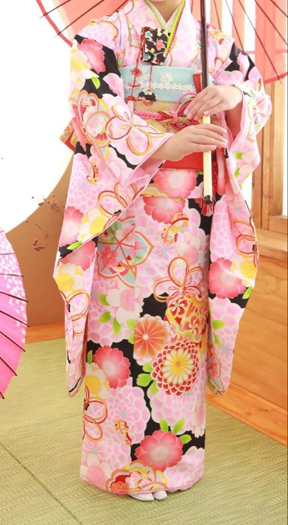 七五三用 花柄 着物 セット　式部浪漫