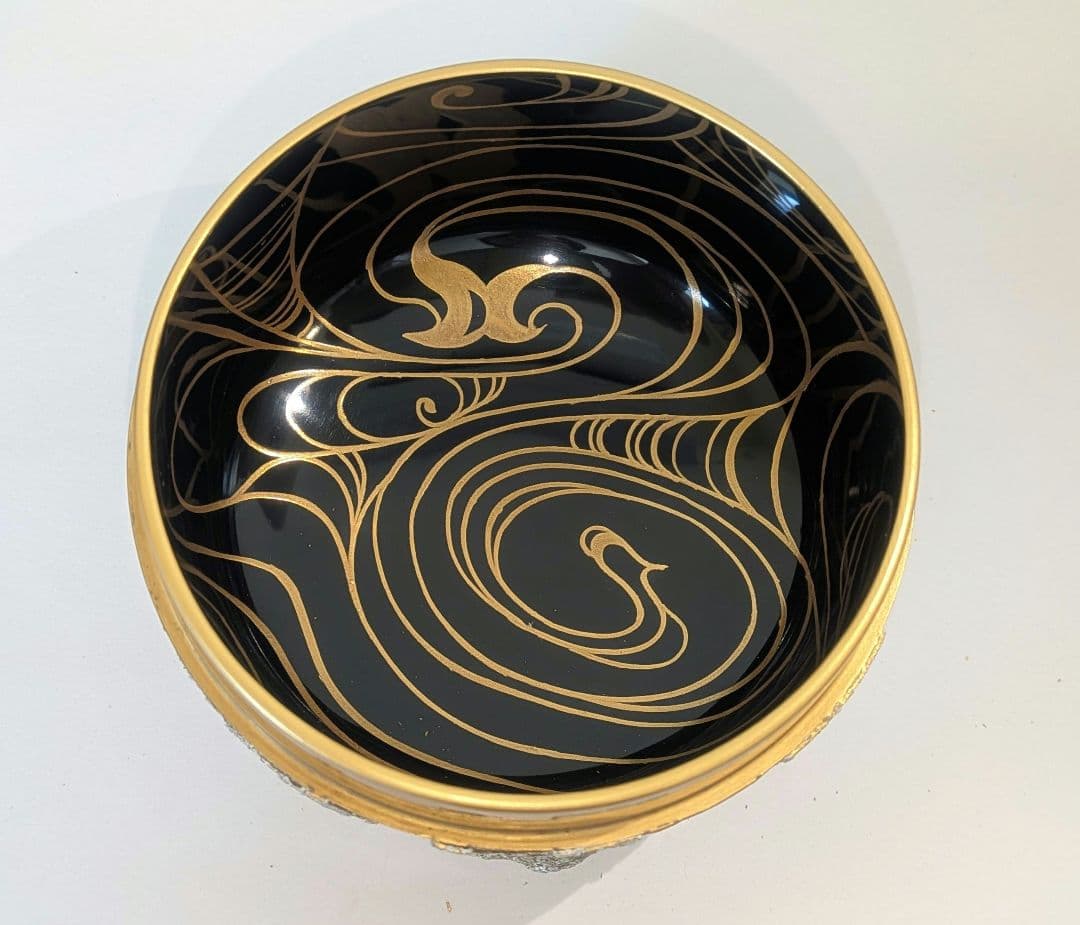 『粉溜水葵蒔絵』　新家新斉　平棗　茶道具　茶器　新斎　螺鈿　金
