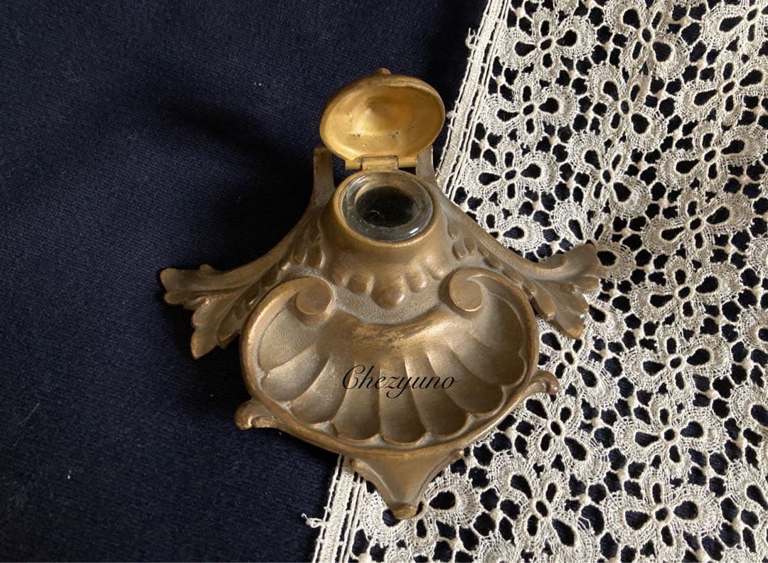 インクホルダー カリグラフィー 真鍮 ブロンズ フランスアンティーク