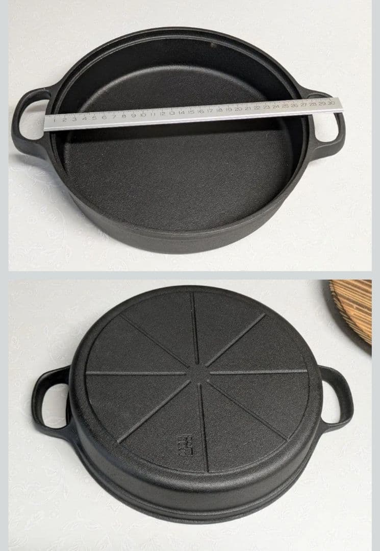 南部鉄器 寿喜鍋 木製蓋付き 直径約26cm 日本製