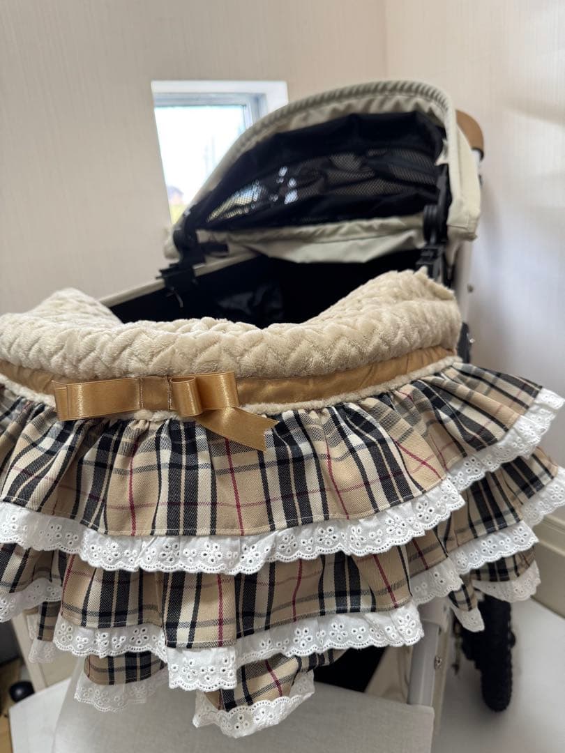 3点set コンフォーター　あごのせ　カートクッション　ファー　チェック柄