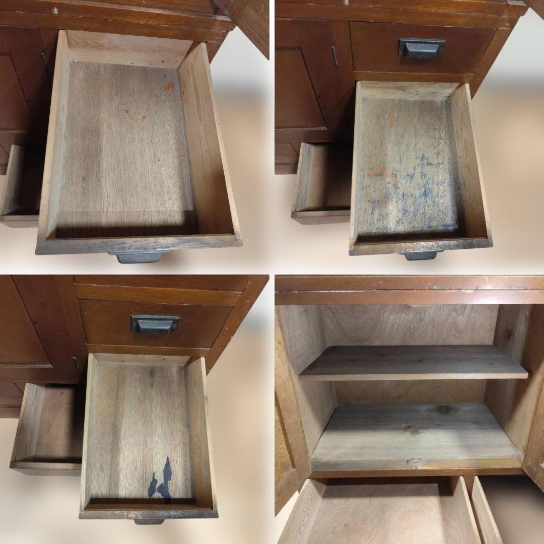 昭和レトロ 木製 木戸食器棚 アンティーク 飾り棚 カップボード キャビネット