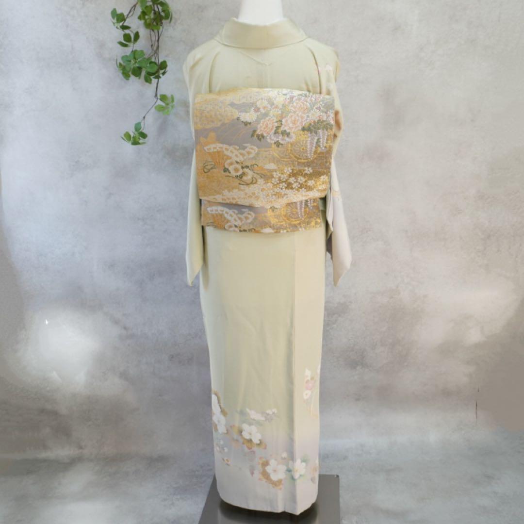 訪問着２点セット正絹　卒業式　入学式　お宮参り【訪問着、袋帯、帯締め、帯揚げ】