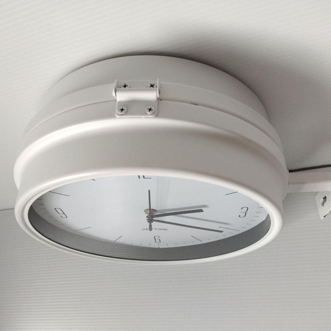 壁掛け 両面時計 ウォールクロック インテリア ホワイト 壁付け