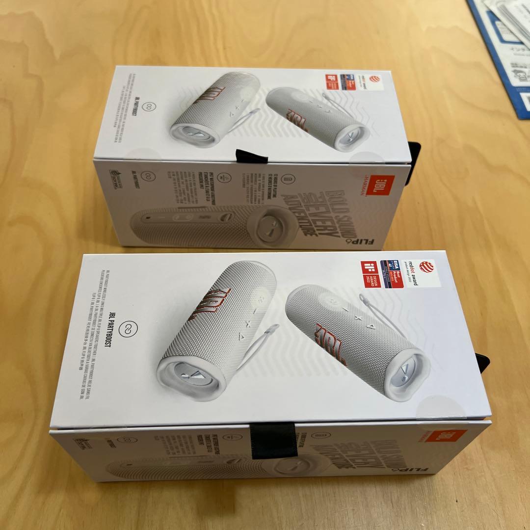 JBL FLIP6スピーカー 2個セットホワイト保証4年5ヶ月付き美品送料込み！