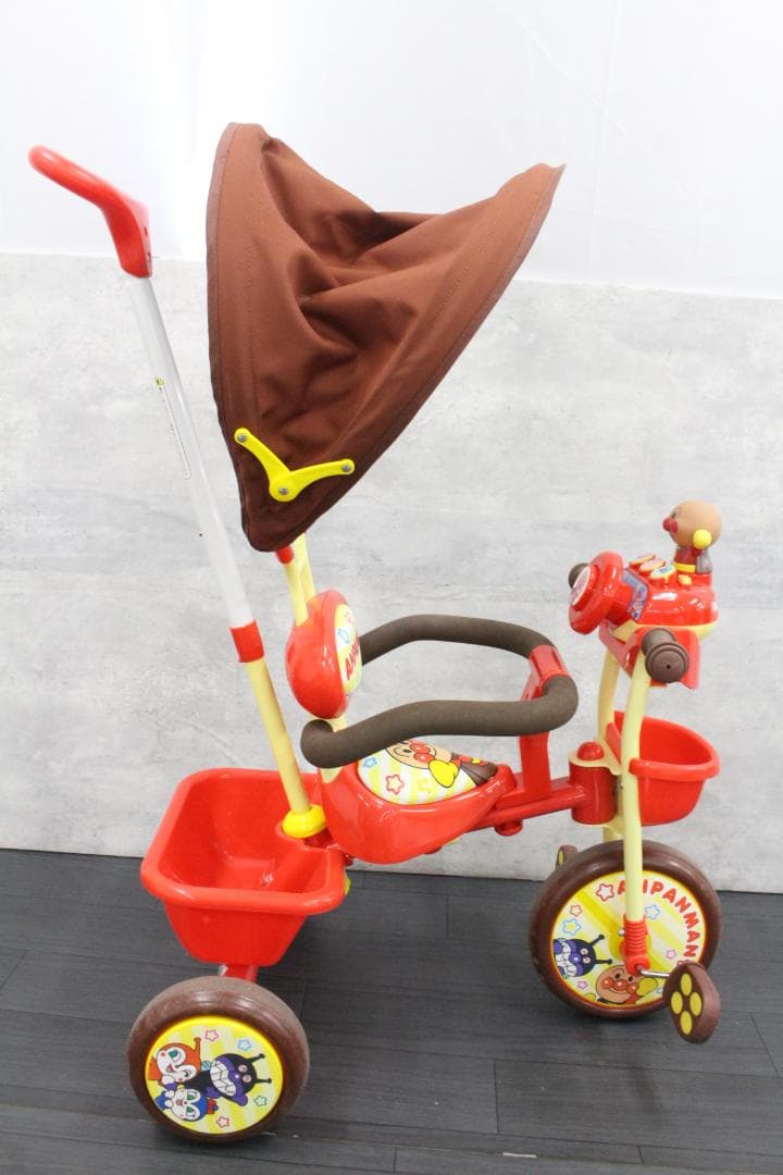 ▲ジョイパレット おでかけ三輪車 おしゃべりアンパンマン SP 押し棒付き