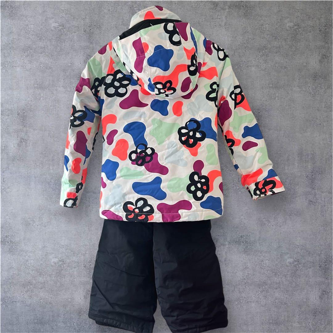 キッズ　BURTON スノーウェア上下セット 130 S 花柄 撥水 防寒