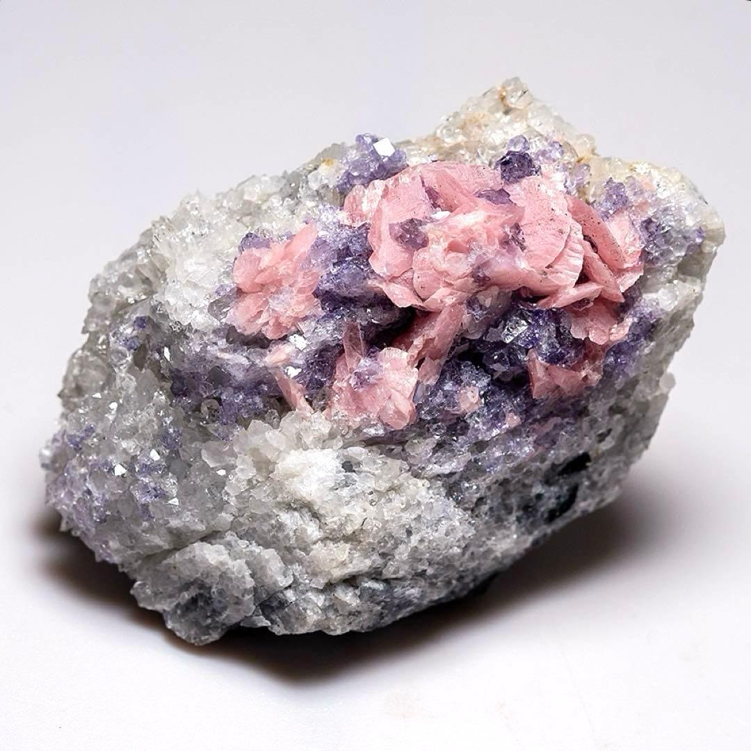 中国 ロードクロサイト フローライト 天然石 原石 鉱物標本 鉱石 蛍石 739