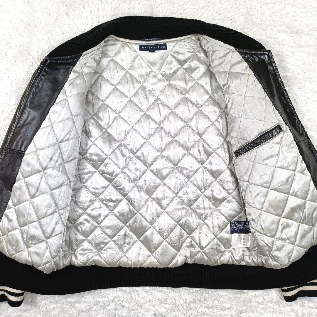 トミーヒルフィガー 牛革 オールレザー 中綿 キルティング スタジャン M
