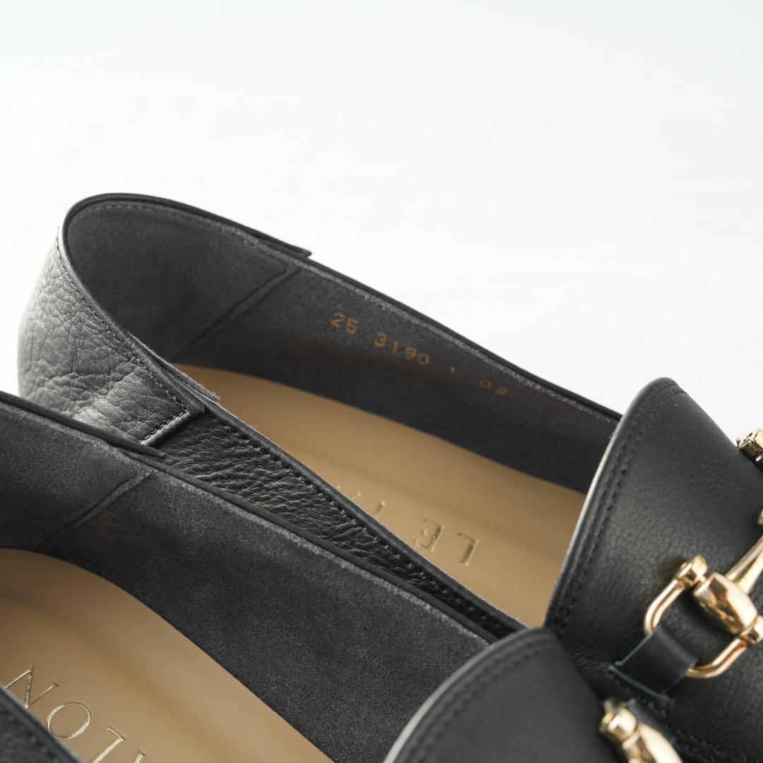 ルタロン ローファー 黒 ブラック レザービットバブーシュ 23.5