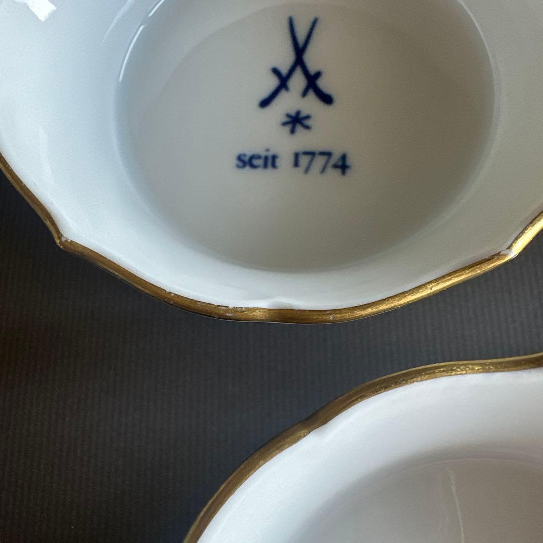 マイセンMeissen◇歴代剣マーク　金彩小皿　５枚セット◇アクアティンタ