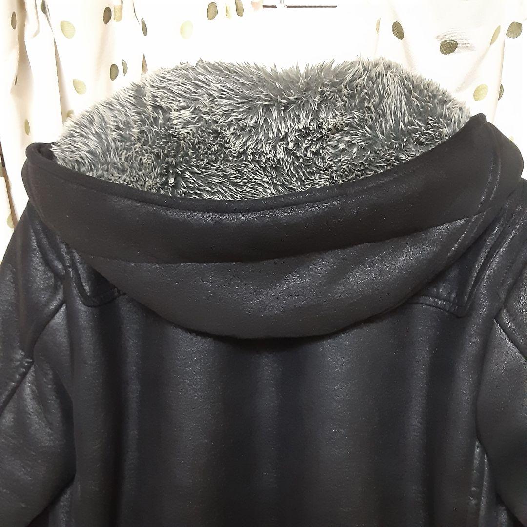 BURBERRYブラックレーベル ダッフルコート ブラック.合成皮革…