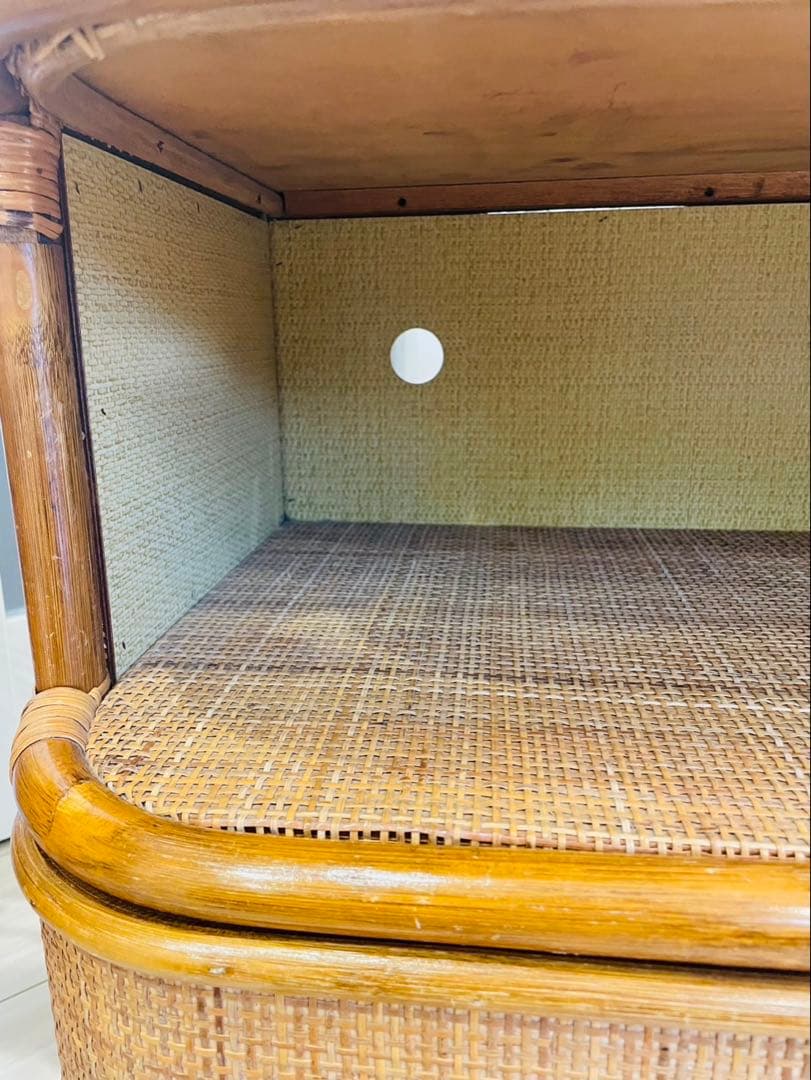 ヴィンテージ ラタン テレビラック 籐家具 収納 昭和レトロ