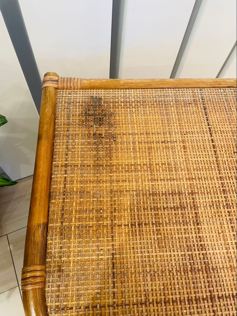 ヴィンテージ ラタン テレビラック 籐家具 収納 昭和レトロ