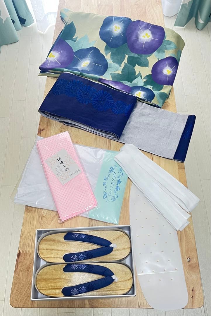 【新品 未使用 】 KIMONOMACHIオリジナル 朝顔柄浴衣7点セット！