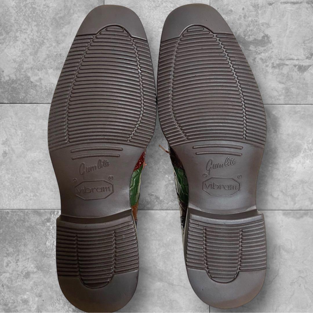 値下げ依頼品 オーダーメイド リアルクロコダイルレザー ビブラム ドレスシューズ