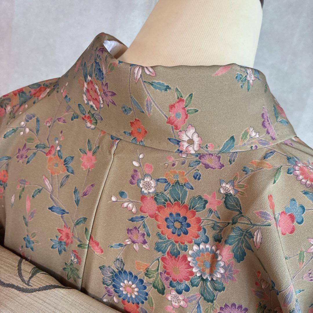 小紋　フルセット　着物　正絹　ロング丈　小花好きさん　大人の小花　J5