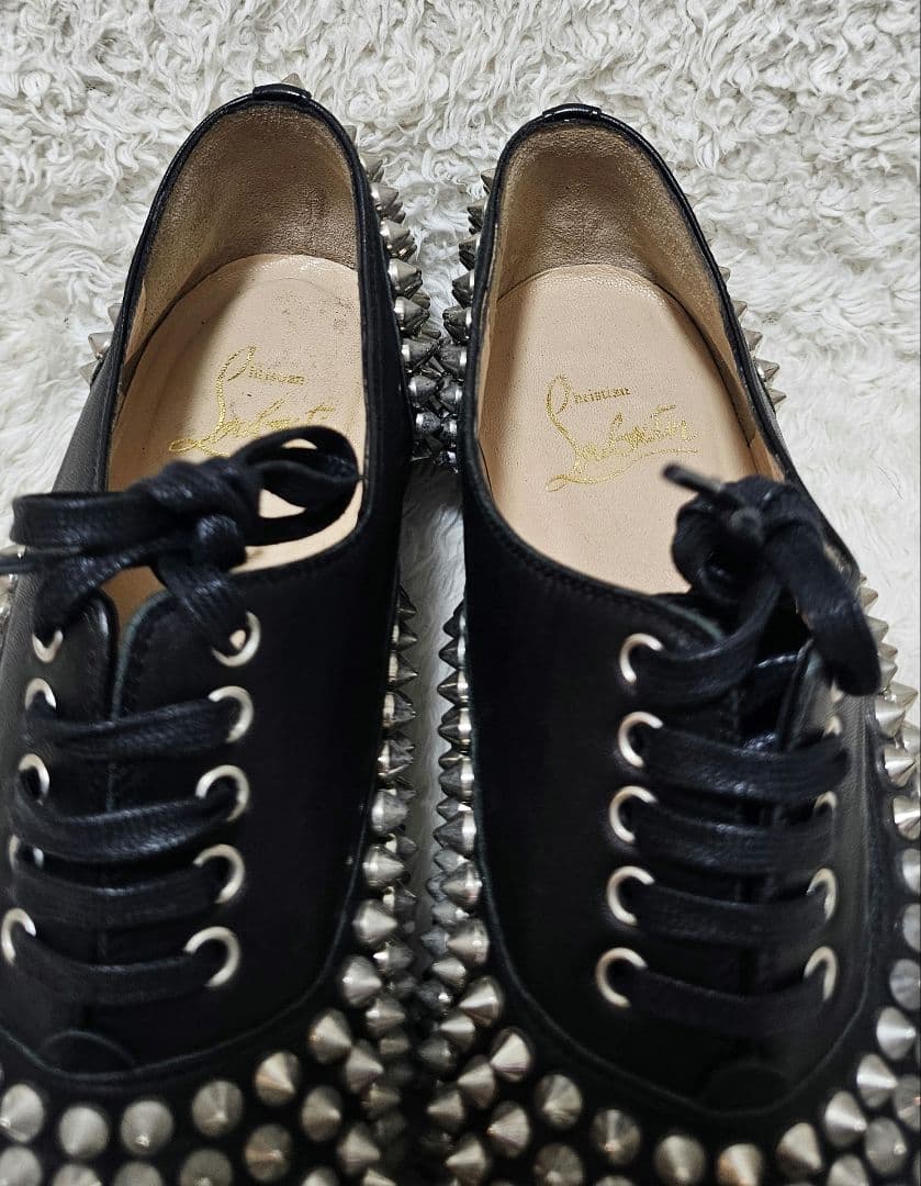 美品 クリスチャンル ブタン フラットシューズ　パンプス レザー　黒 23相当