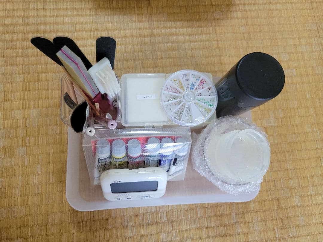 【中古・抜けあり】ネイル検定用品収納バッグ ブラック グッズセット