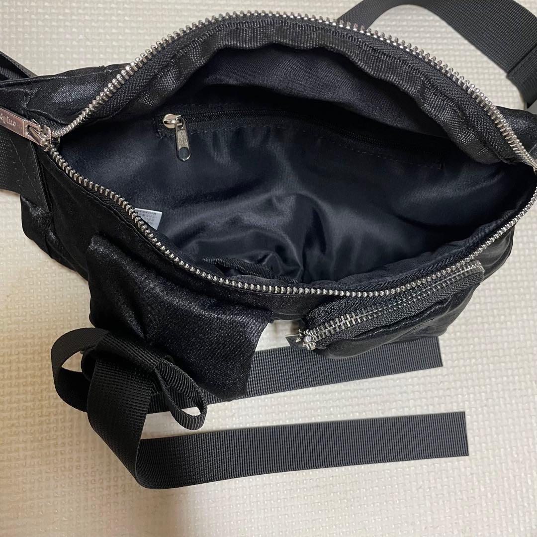 エピヌepine/リボンサテン2way ボディバッグ黒/ミニポーチショルダー