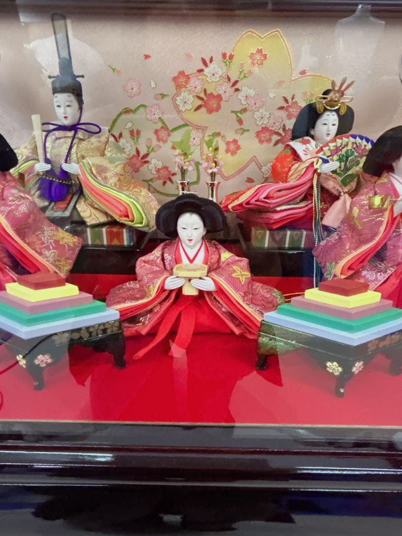 ひな人形セット 5体 赤と黒