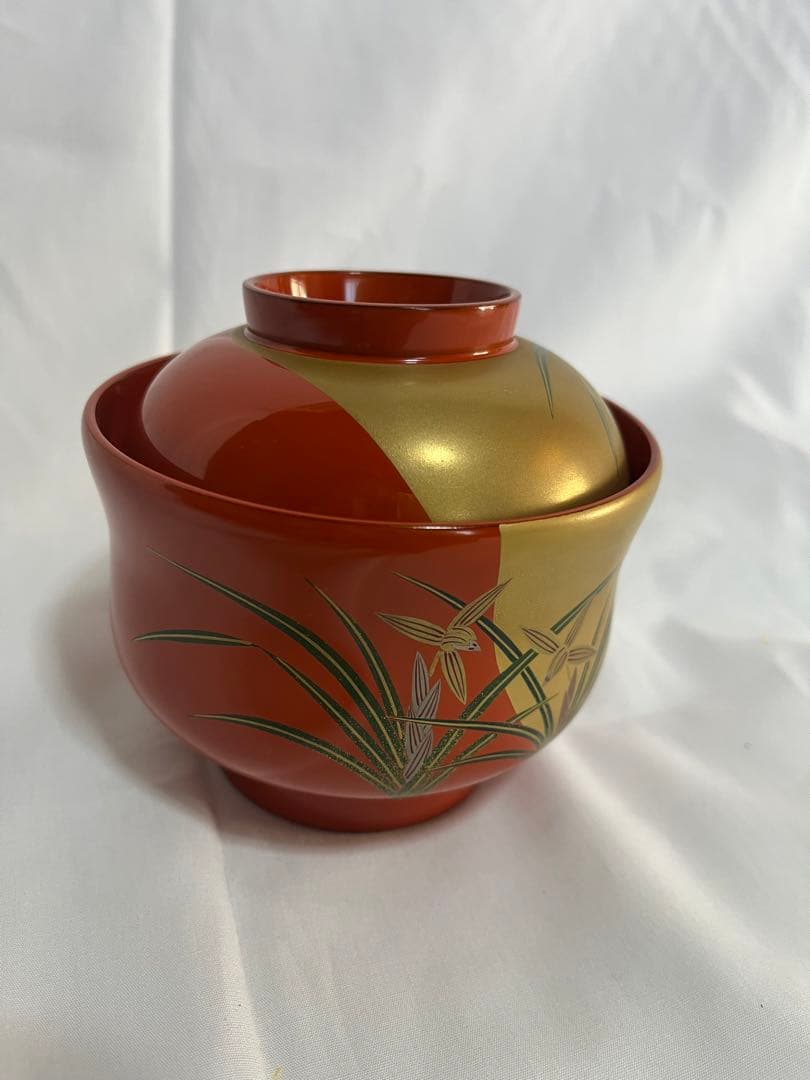 未使用品 輪島塗 吸物椀 5個セット 桐箱 金彩蒔絵 漆器 工藝品