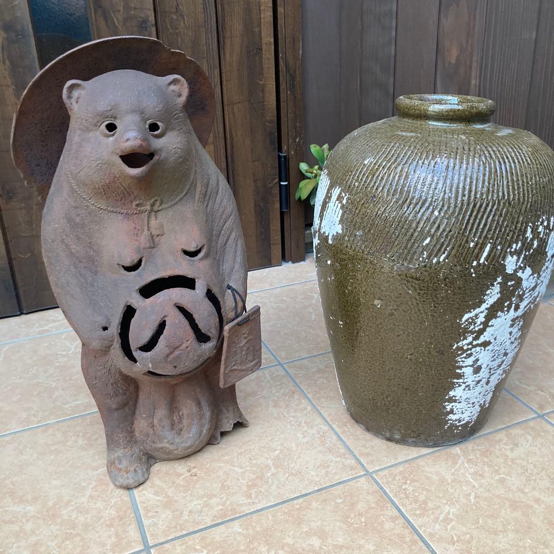 たぬき狸レトロ鉄製　柳森神社おたぬき様　福寿神の狸　STEINS;GATE信楽焼