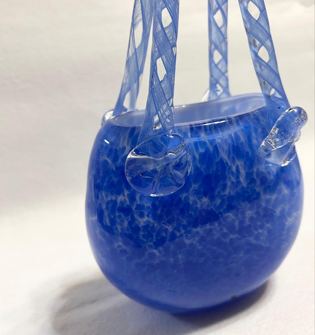 ムラーノガラス 宙吹き バッグ型オブジェ 花瓶 一輪挿し アートガラス