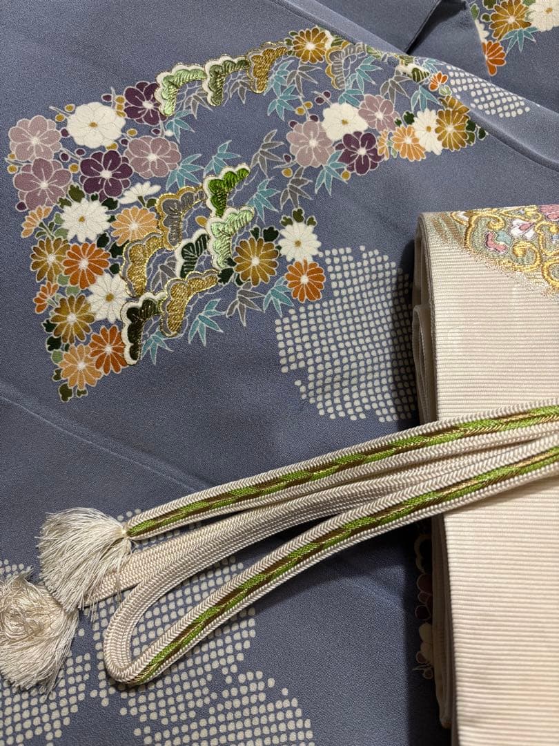 美しい日本の着物【京林】京屋林蔵 友禅と手刺繍　逸品訪問着　4点セット