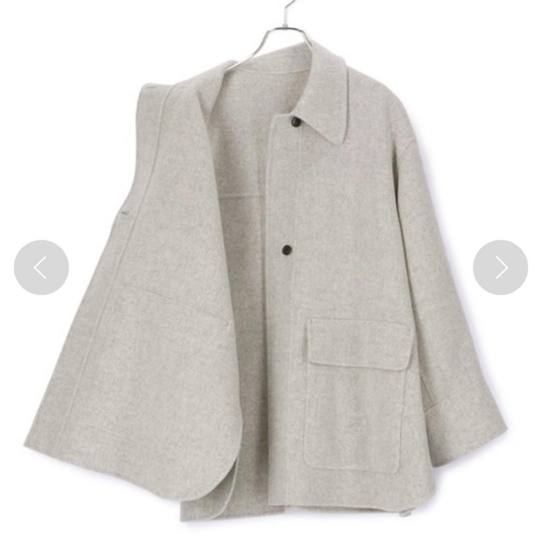 アダムエロペ　ウールリバーショートコート　グレー