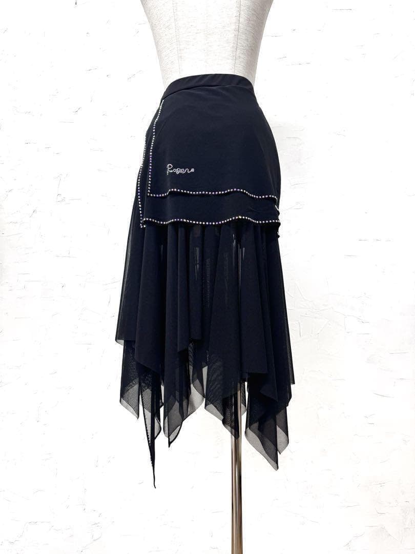 【ラテン】新品　ラインストーン　段々ラテンスカートr328