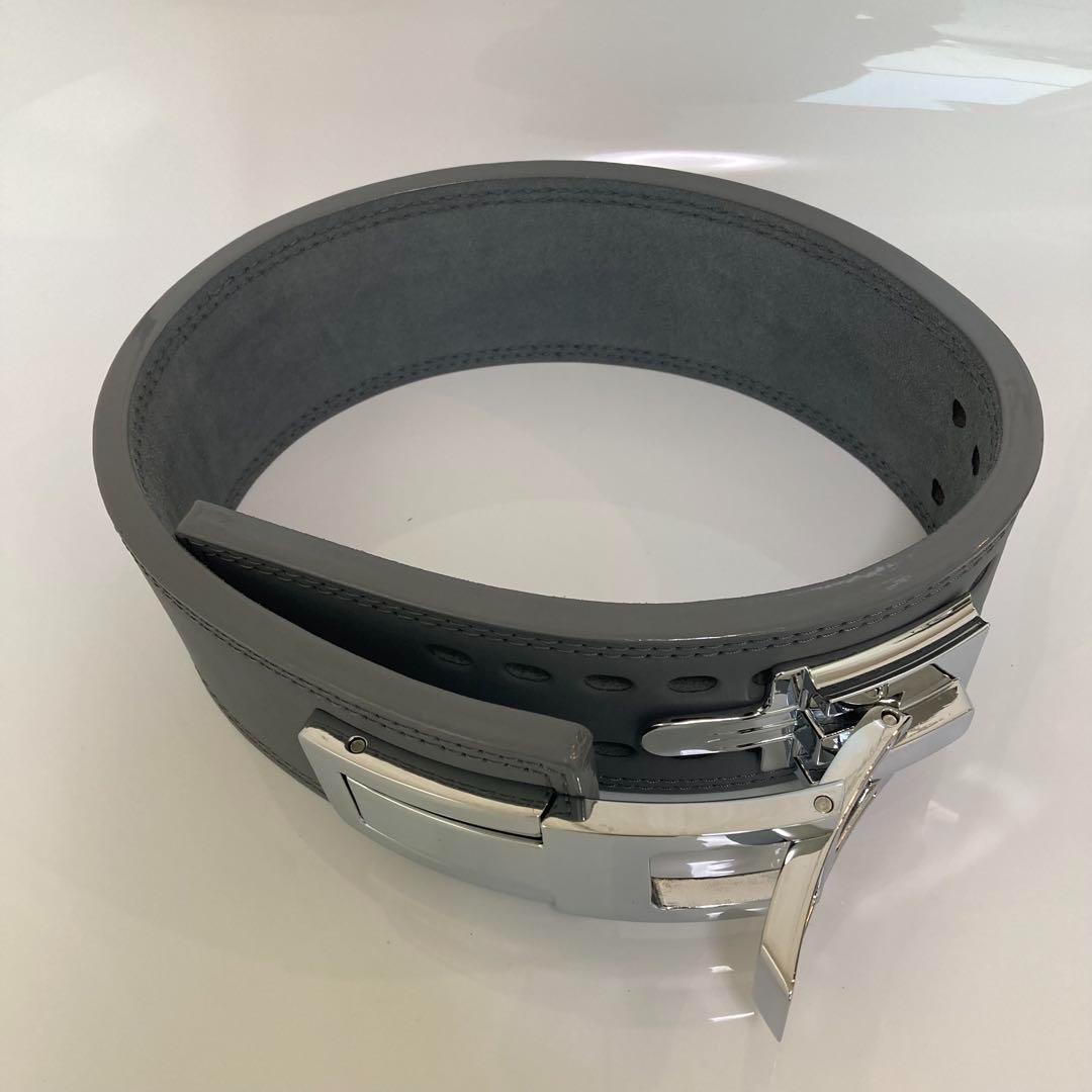 新品 パワーベルト レバーアクション Sサイズ 本革 グレー×艶銀 可変式