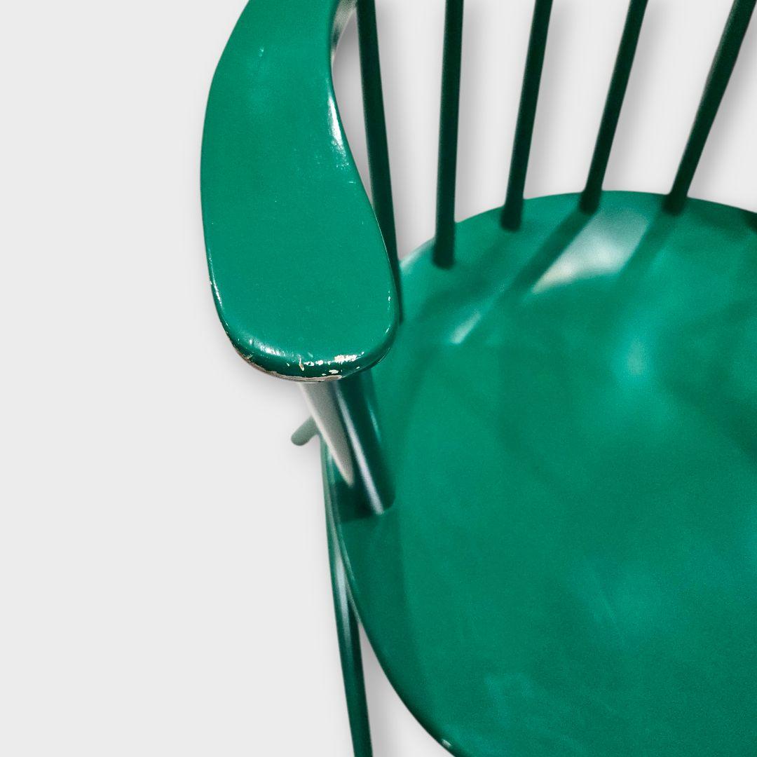 【希少品】柏木工 カシワ ダイニングチェア アームチェア グリーン ①