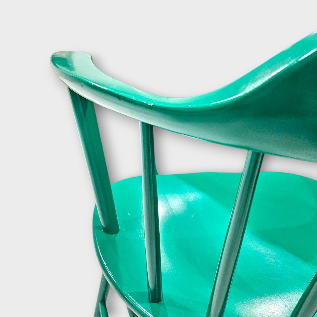 【希少品】柏木工 カシワ ダイニングチェア アームチェア グリーン ①