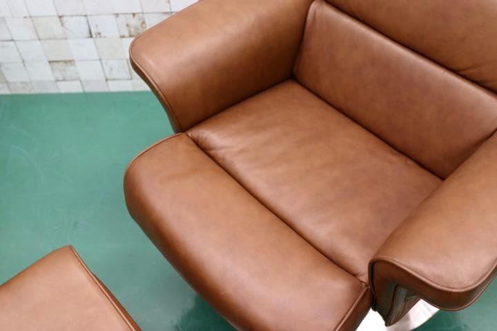 GMFK156○IDC大塚家具 KEN OKUYAMA 総革 リクライニングチェ