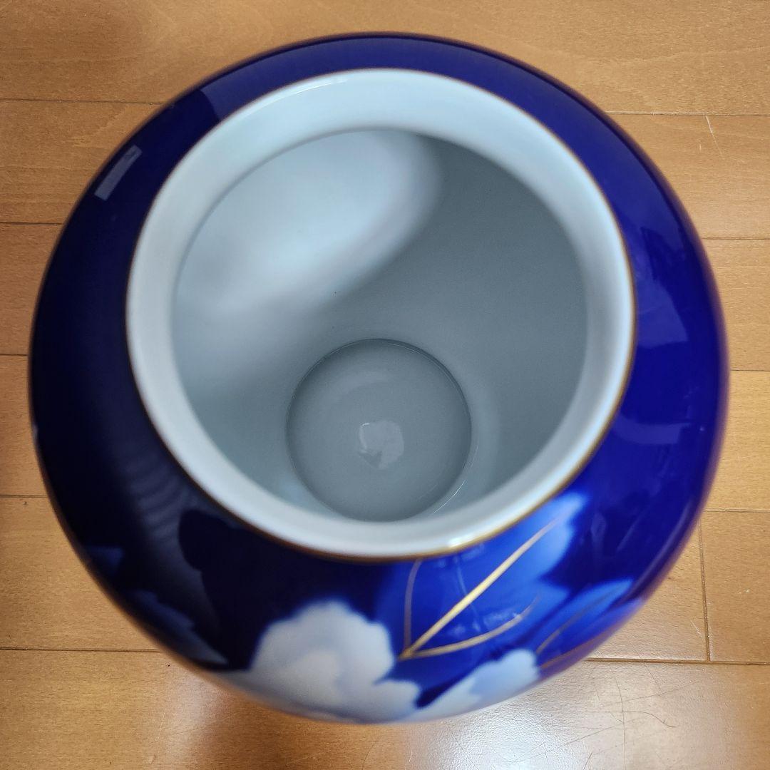 【新品価格44,000円】深川製磁 瑠璃牡丹 ルリ牡丹 Ｆ型９号 花生 有田焼