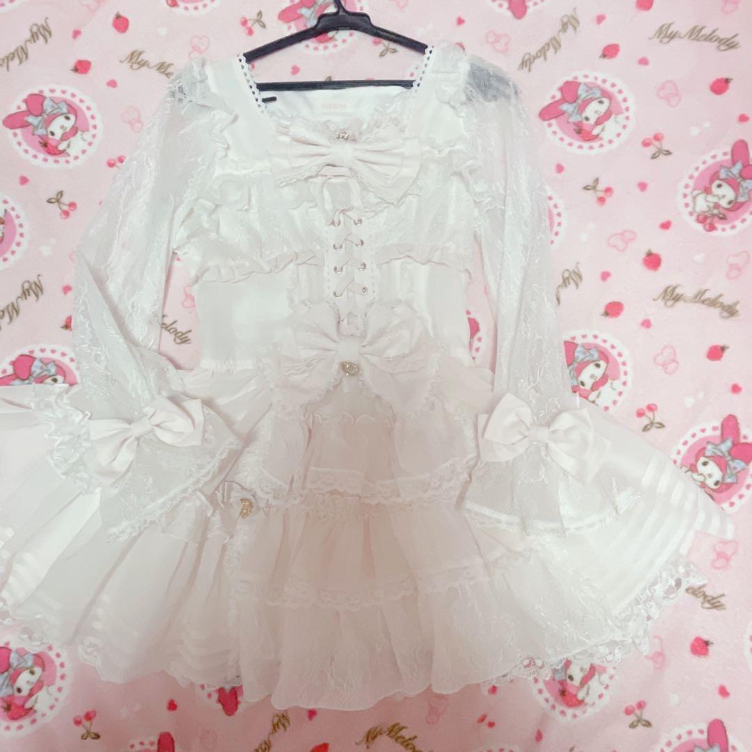 美品♡リズリサ♡フロントティアードシフォンワンピース♡ピンク♡