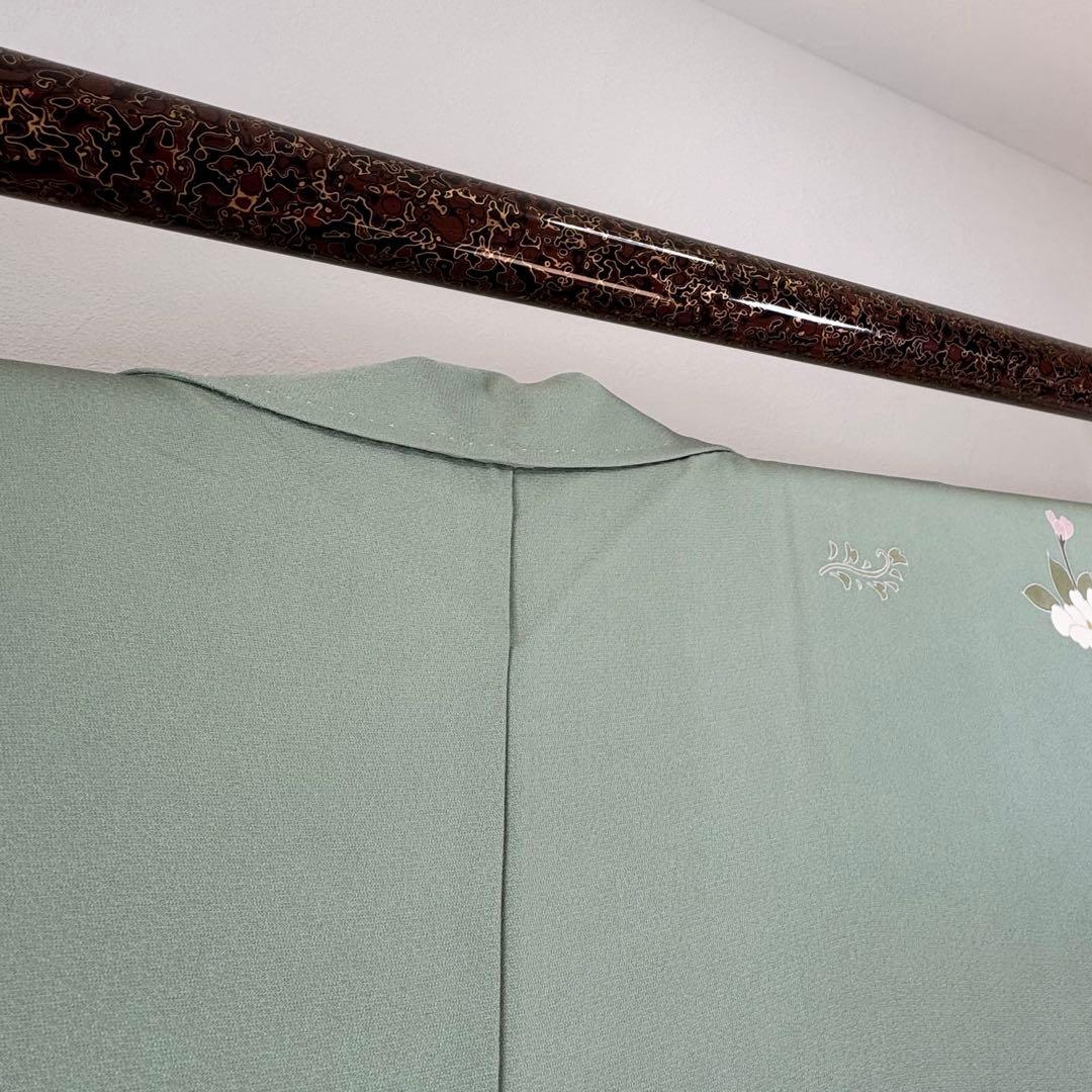 超美品　正絹　袷　訪問着　トールサイズ　春色　緑　裄長め　165裄69.5