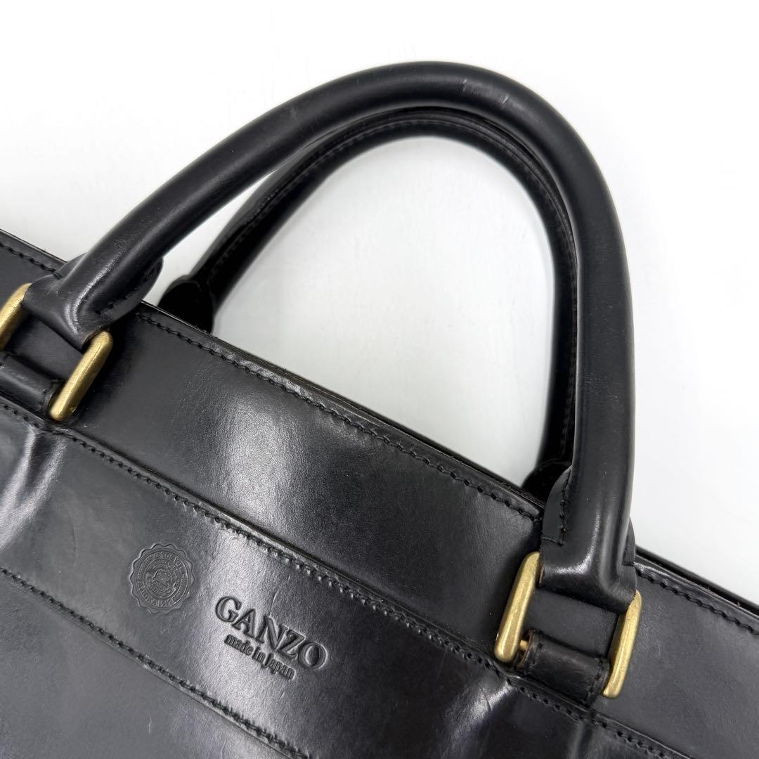【良品】ガンゾ ブリーフケース ビジネス GUD ブライドルレザー ブラック