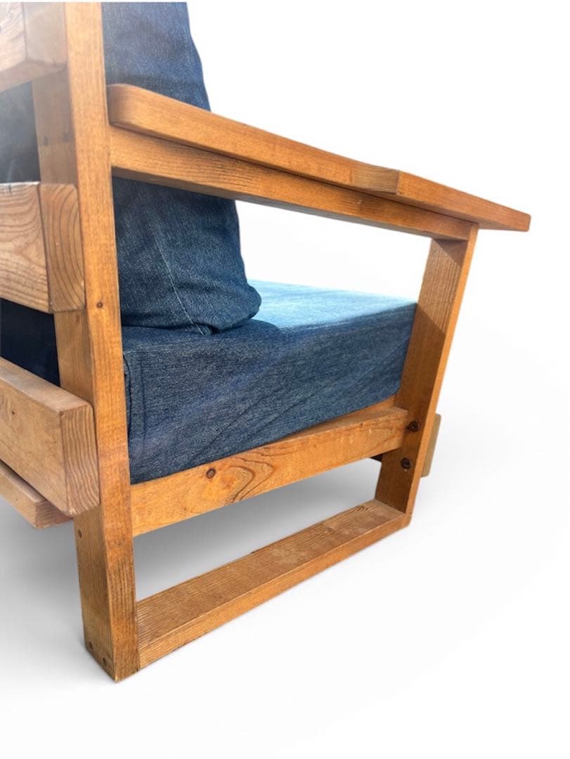 サダモクデザイン 児島デニム 3人掛けソファ 無垢材 岡山デニム