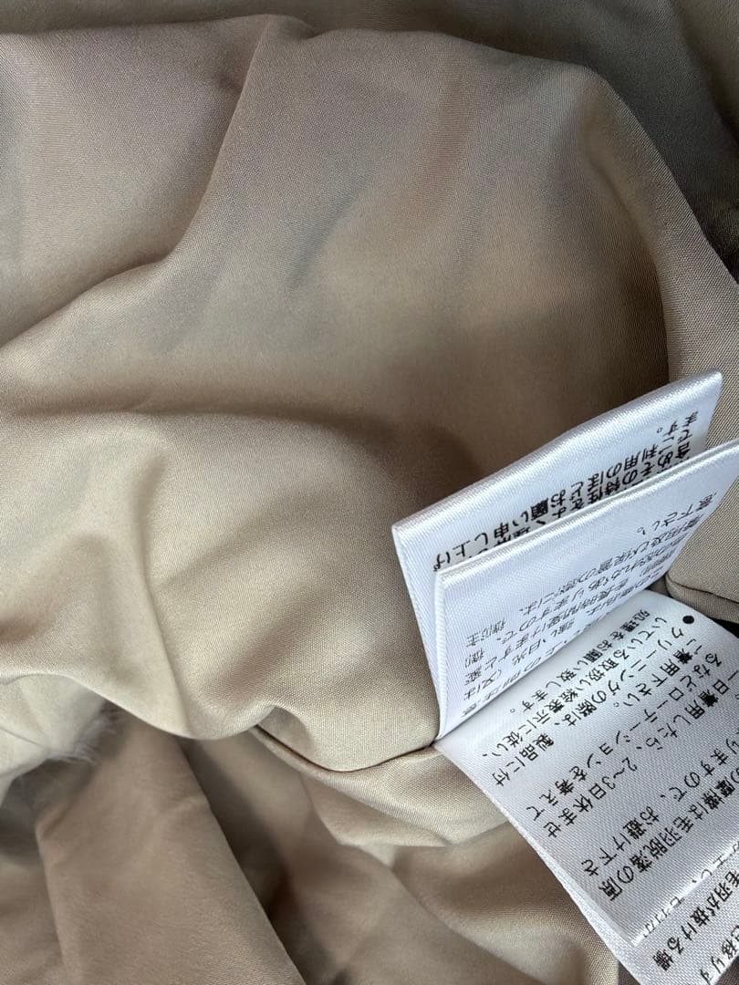 極美品　Vin エコファー フード付きケープコート グレージュ