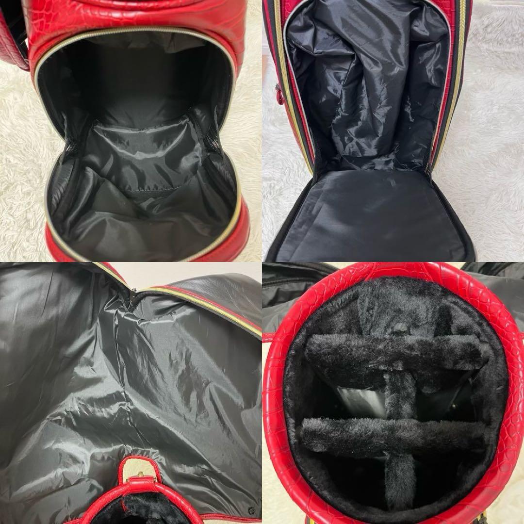 美品 ゴルフ キャディバック ディズニー ミッキー レッド 赤 ネームタグ付