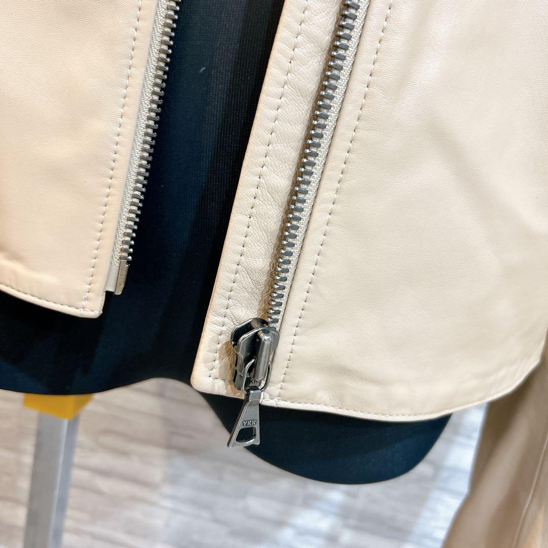 【激安✨️】theory 本革 ジャケット ベージュ 定価98000円 セオリー