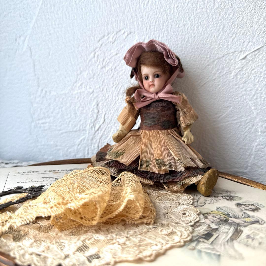 アンティークミニョネット　ビスクヘッドドール　フレンチミニョネット