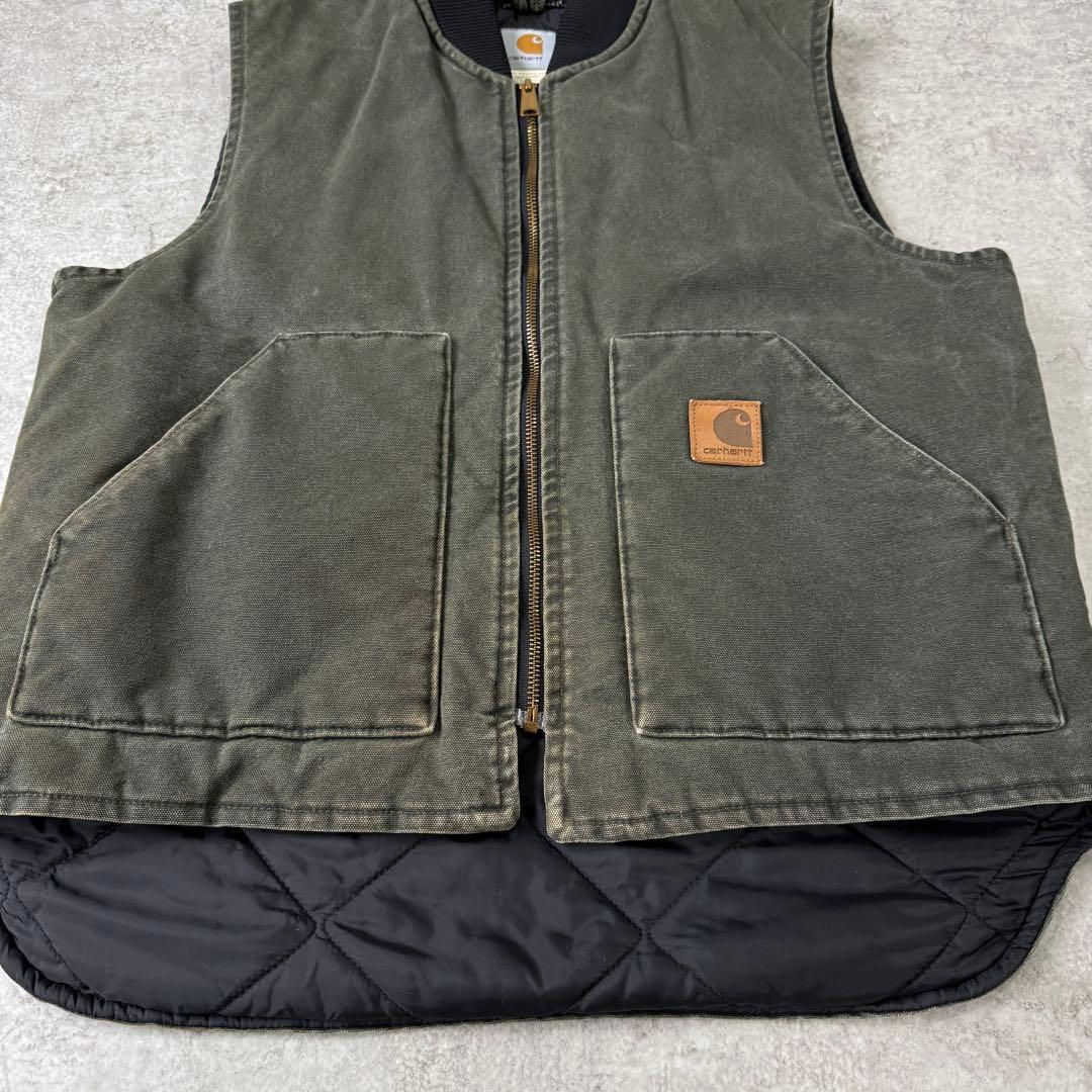 アルフ０８０６様 カーハート【L】 00s USA製 ダックベスト モスグリーン