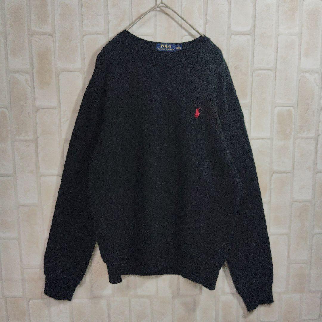 ポロラルフローレン　スウェット　トレーナー　黒　Vガゼット 刺繍