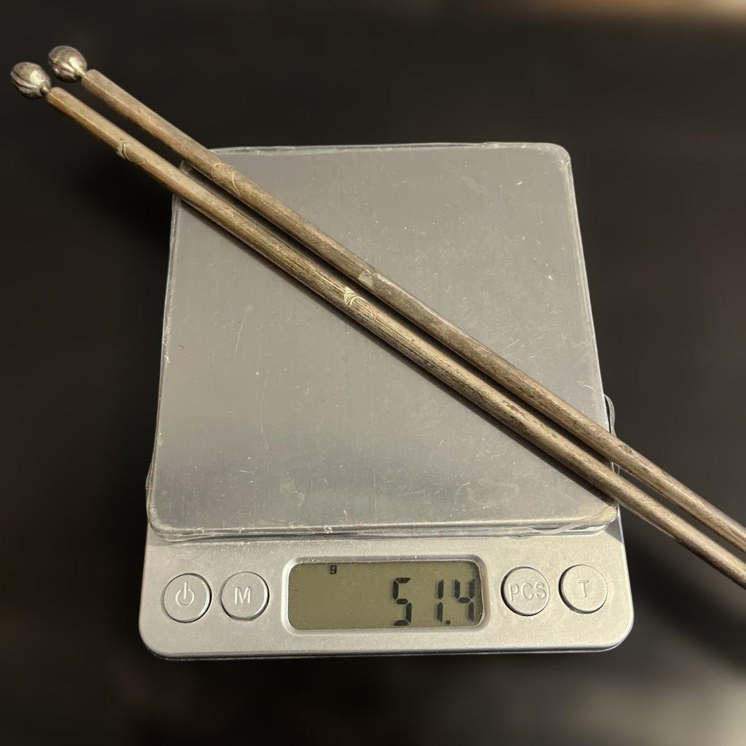 円能◯好　南鐐　銀杏頭火箸　銀製　茶道具　共箱　送料無料　総重量51.4g